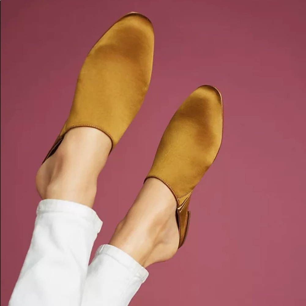Intentionally Blank / satin mustard yellow Reformation Library mule slide 9